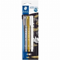 STAEDTLER Marker metallic pen gold. silber & white BK retail