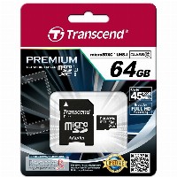 CARD microSD Card 64GB Transcend SDXC UHS1 w/adapter