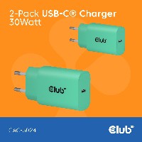Club3D Lifestyle Ladegerät USB-C 30Watt. 2Stk grün retail