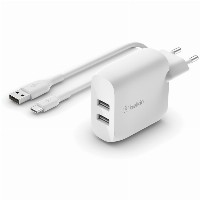 Belkin Dual USB-A Ladegerät incl. USB-C Kabel 1m, 24W, weiß