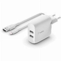 Belkin Dual USB-A Ladegerät incl. Lightning Kabel 1m 24W weiß