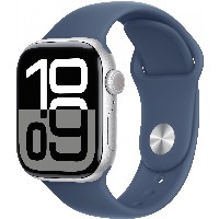 APPLE Watch Series 10 GPS 42mm Silver Aluminium Case with Denim Sport Band - S/M