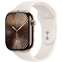 APPLE Watch Series 10 GPS + Cellular 46mm Gold Titanium Case with Starlight Sport Band - S/M
