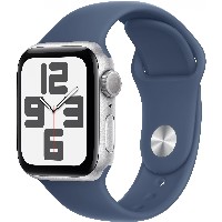 APPLE Watch SE GPS 40mm Silver Aluminium Case with Denim Sport Band - S/M