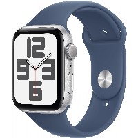APPLE Watch SE GPS 44mm Silver Aluminium Case with Denim Sport Band - M/L