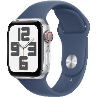 APPLE Watch SE GPS + Cellular 40mm Silver Aluminium Case with Denim Sport Band - M/L