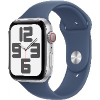 APPLE Watch SE GPS + Cellular 44mm Silver Aluminium Case with Denim Sport Band - M/L