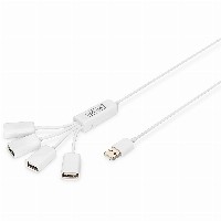 DIGITUS USB-Hub 4-Port 2.0->4xA2.0 integr. Kabel weiß