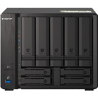 QNAP 9-bay NAS AMD Ryzen V1500B 32GB DDR4 SODIMM 5x6,35cm 2,5Zoll/8,89cm 3,5Zoll SATA 6Gbps + 2x6,35cm 2,5Zoll U.2 NVMe PCIe Gen3 x4