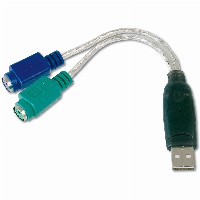 DIGITUS Adapterkabel USB1.1 -> 2xPS/2 St/Bu 2xMini-Din6/F