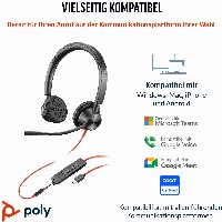 HP Poly Blackwire 3325 Stereo Microsoft Teams Certified USB-C Headset +3.5mm Plug +USB-C/A Adapter (214016-01)