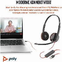 HP Poly Blackwire 3220 Stereo USB-C Black Headset +USB-C/A Adapter (Bulk) (209745-104)