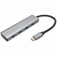 DIGITUS USB-C-Hub 4-Port 3.1->4xC3.1 integr. Kabel silber