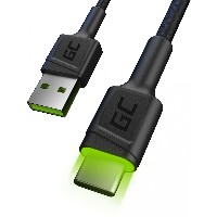 Green Cell USB 3.0 > USB-C (ST-ST) 1,2m Ladekabel LED Schwarz