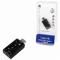 LogiLink USB 2.0 Audio-Adapter, USB-A/M zu 2x 3,5 mm/F, Virtual 7.1 Soundeffekt, schwarz
